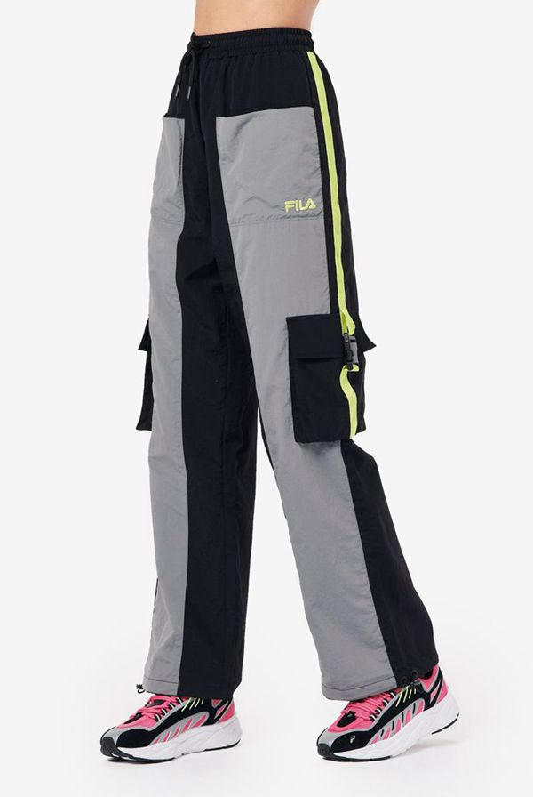 Fila Meena Utility Track Women's Pants - Black/Light Green,NZ 678-2914